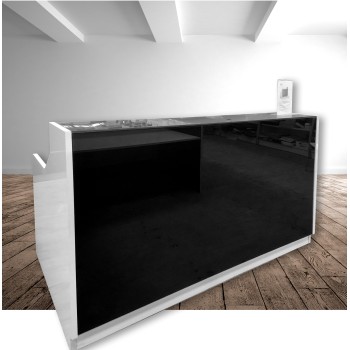 Roma Glass Reception Desk Black & White