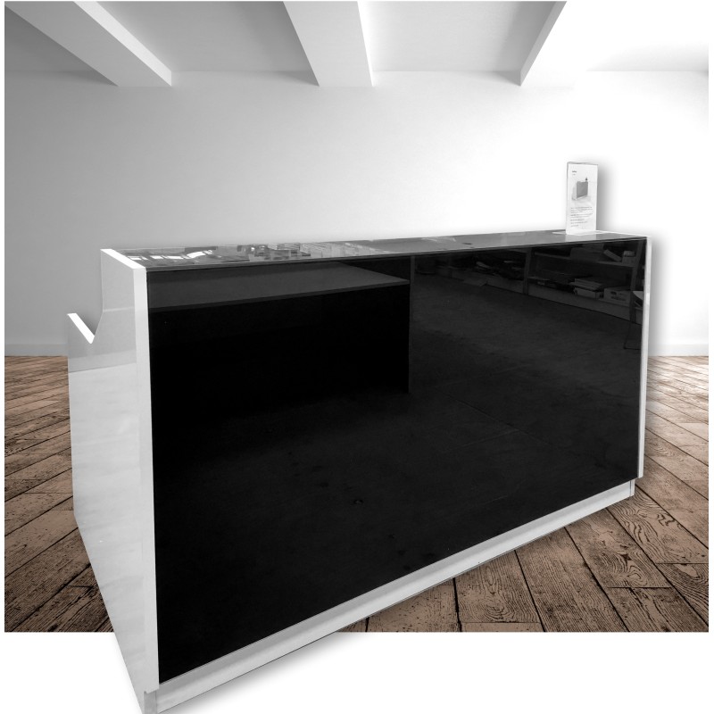 Roma Glass Reception Desk Black & White