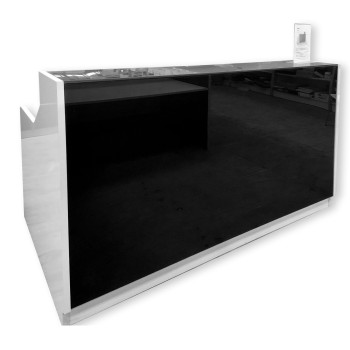 Roma Glass Reception Desk Black & White