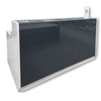 Roma Glass Reception Desk Grey & White