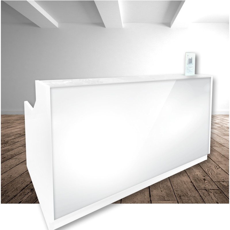 Roma Glass Reception Desk White