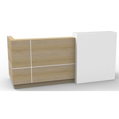 Sempre Reception Desk - White and Natural Oak