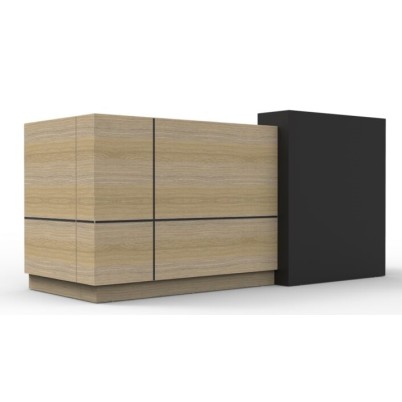 Sempre Reception Desk - Black and Natural Oak