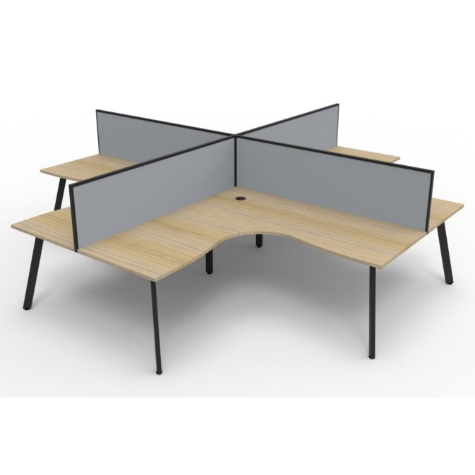 Deluxe Infinity 4 PERSON CORNER WORKSTATION Eternity Leg  
