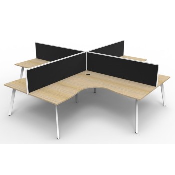Deluxe Infinity 4 PERSON CORNER WORKSTATION Eternity Leg  