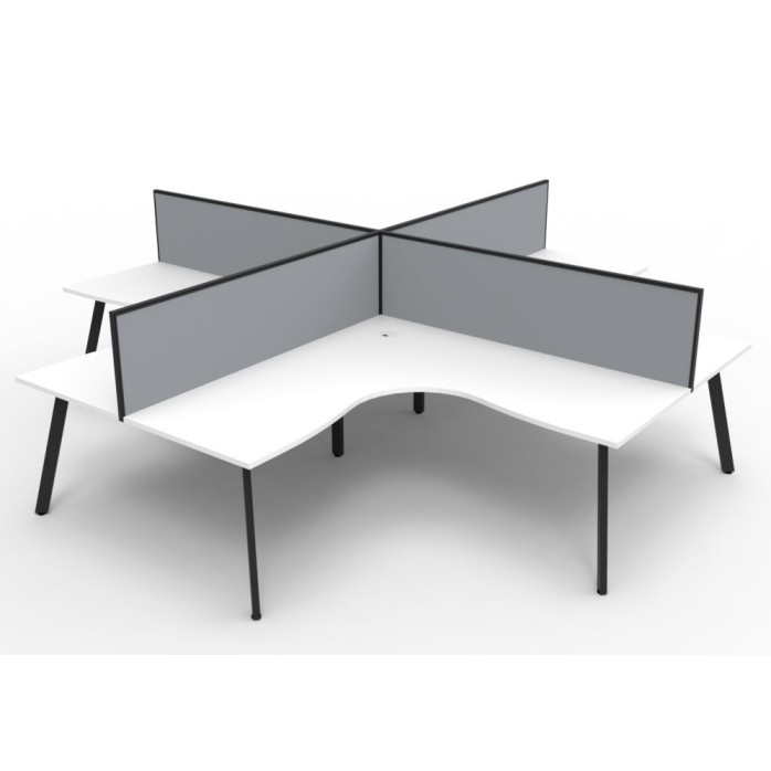 Deluxe Infinity 4 PERSON CORNER WORKSTATION Eternity Leg  