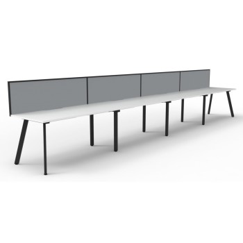Deluxe Infinity 4 PERSON WORKSTATION Eternity Leg Single-Sided With Screen