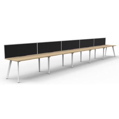 Deluxe Infinity 5 PERSON WORKSTATION Eternity Leg Single-Sided With Screen
