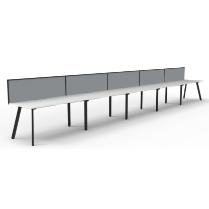 Deluxe Infinity 5 PERSON WORKSTATION Eternity Leg Single-Sided With Screen