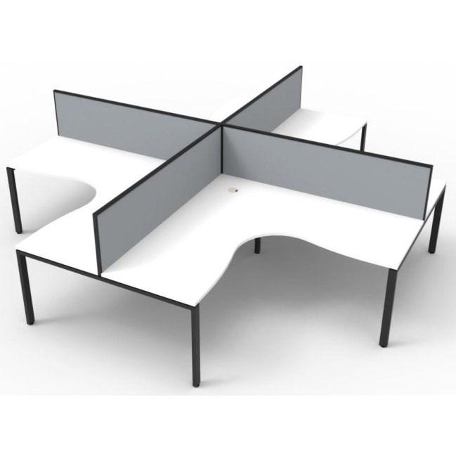 Deluxe Infinity 4 PERSON CORNER WORKSTATION Profile Leg  