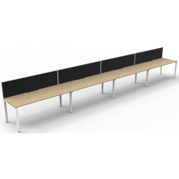 Deluxe Infinity 4 PERSON WORKSTATION Profile Leg Single-Sided With Screen