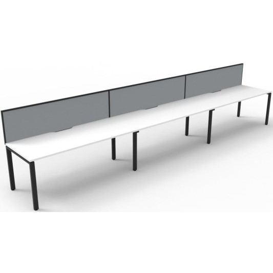 Deluxe Infinity 3 PERSON WORKSTATION Profile Leg Single-Sided With Screen