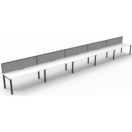 Deluxe Infinity 5 PERSON WORKSTATION Profile Leg Single-Sided With Screen