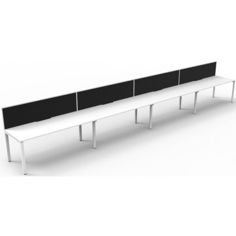 Deluxe Infinity 4 PERSON WORKSTATION Profile Leg Single-Sided With Screen
